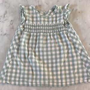 Pehr Green and White Gingham Baby Girl Dress - 6-12 Month